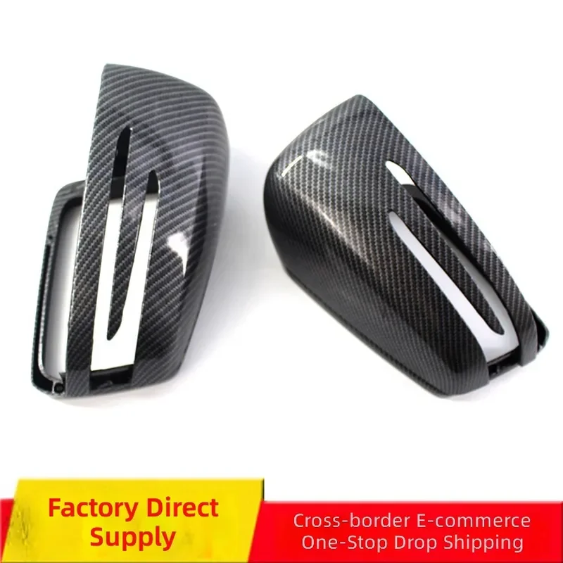for 09-13 Mercedes Benz W204 W221 W212 W164 Carbon Fiber Pattern Rear View Mirror Cover Shell Housing Replacement