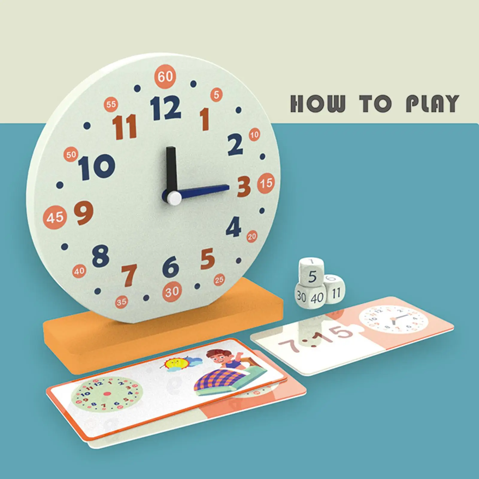 Montessori Wooden Clock Toys Homeschool Supplies with Numbers for Classroom