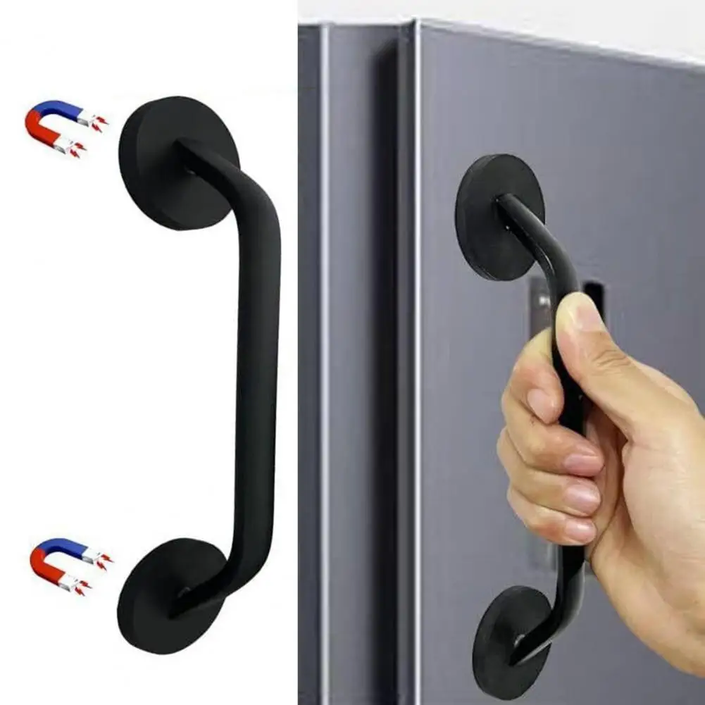 1/2Pcs No Drill Fridge Handle Magnetic Refrigerator Door Handle Universal Fridge Entry Garage Door Handle Pull Bar Replacement