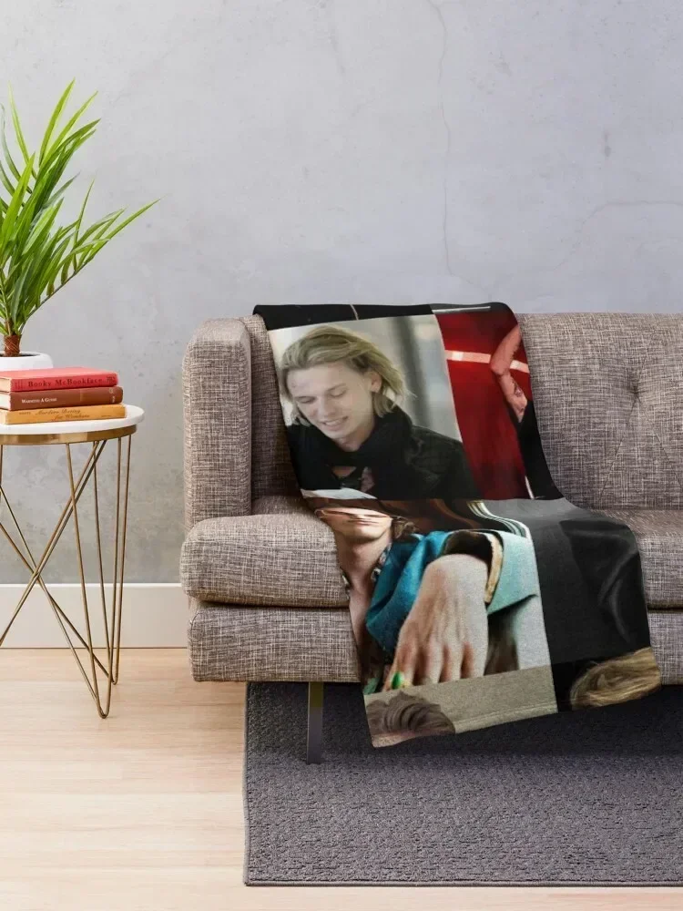 Jamie Campbell Bower Collage Throw Blanket halloween Decoratives Luxury Designer Blankets