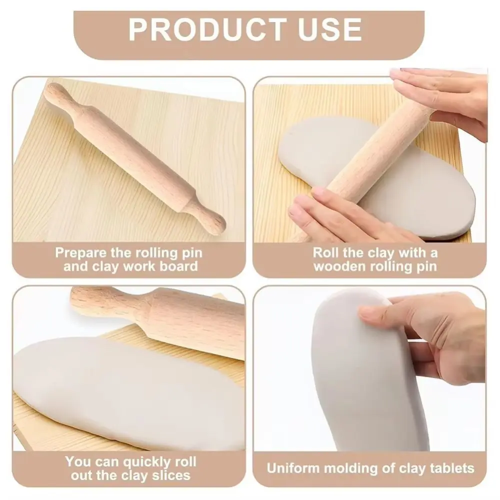 Portable Mini Wooden Rolling Pins Comfortable Grip Handles Wood Rolling Pin Eco-friendly Natural Dough Roller Pin Kitchen Prop