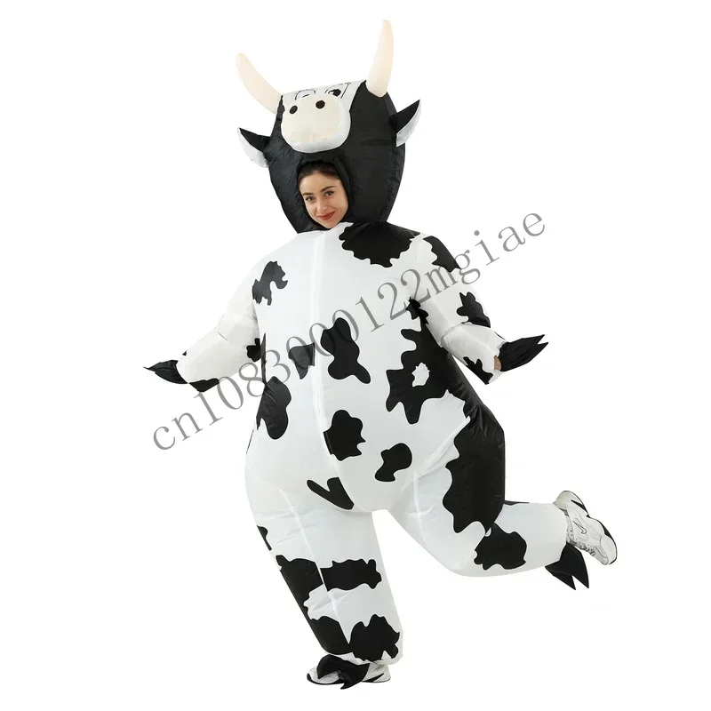 Mulher vaca traje inflável engraçado animal cosplay roupas para homem festa mostrar crescer terno dia de ação de graças feriado fantasia cmm221