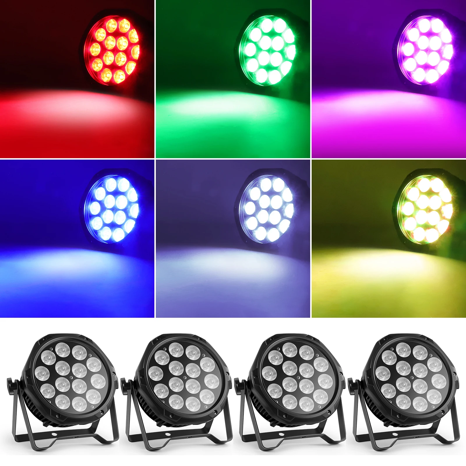 

Somspot 4PCS Waterproof Stage Par Light RGBW LED Par Lights DMX Wash Light Strobe Effect DJ Light for Church Disco Wedding