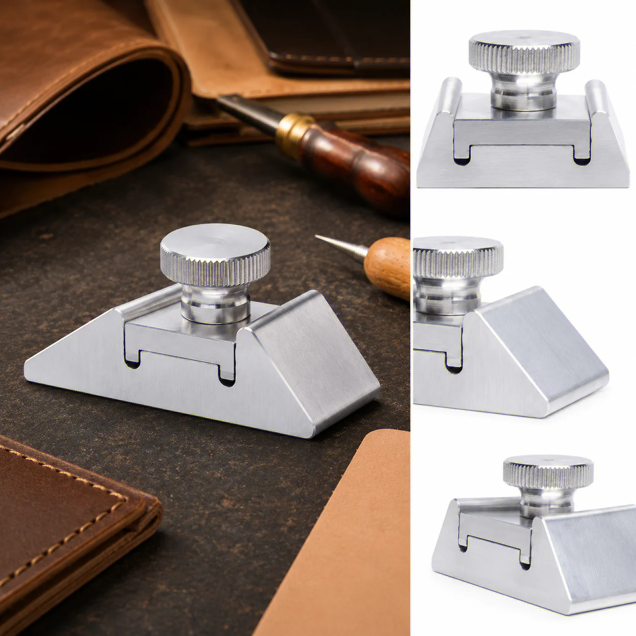 Leather Edge Sanding Holder, Beech Wood Sandpaper Clamp, Handmade DIY Leather Edge Trimming, Burnishing & Polishing Tool