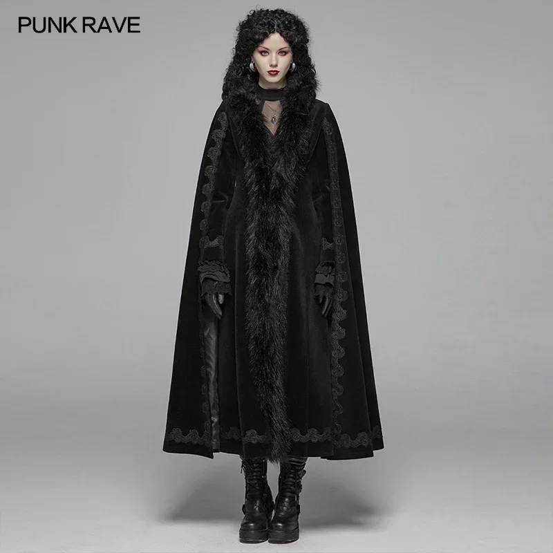 

PUNK RAVE Women's Gothic Vintage Gorgeous Long Trench Evening Party Halloween Stage Performance Cosplay Women Coats Cape