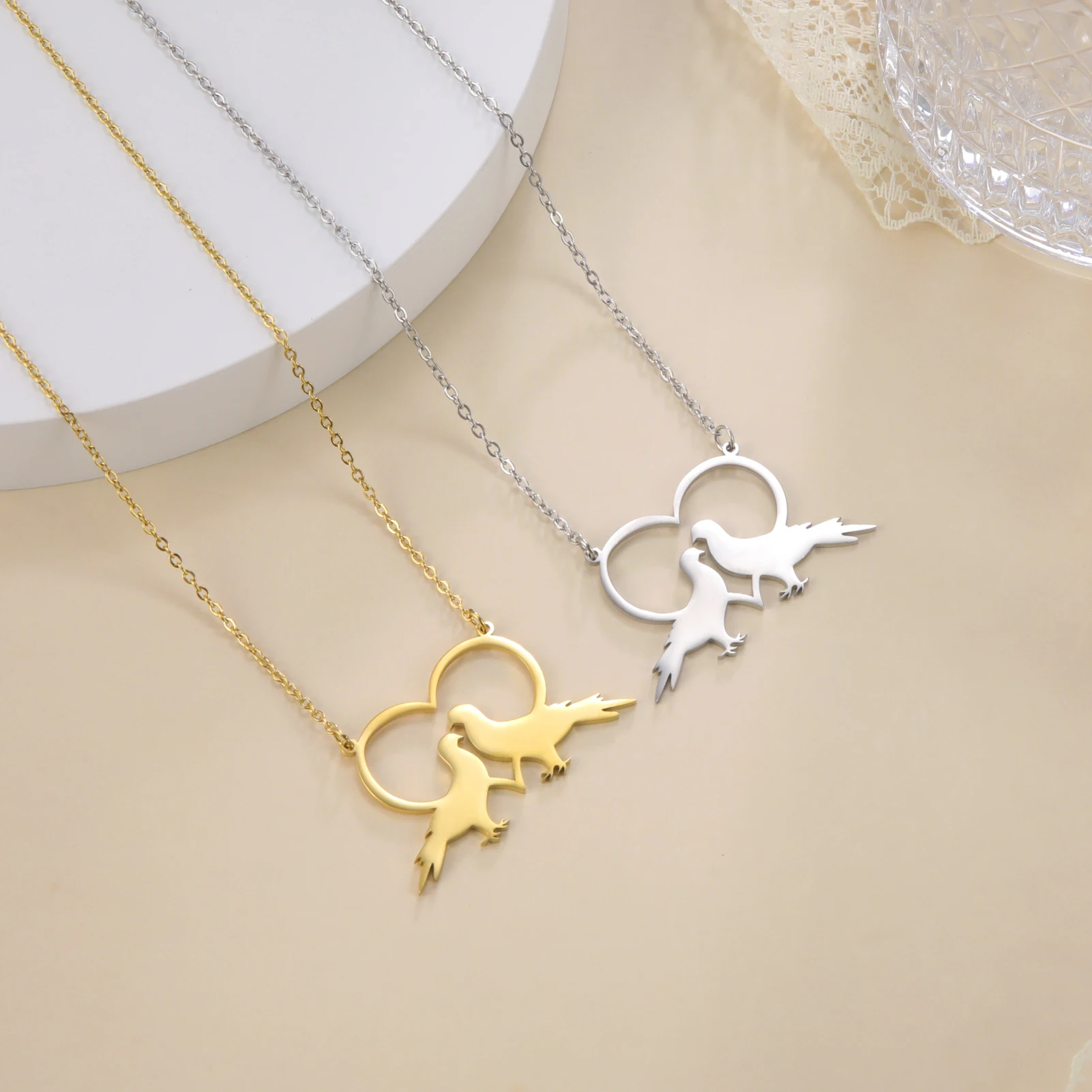 Fishhook Love Bird Necklace Personalized Chain Custom Engrave Name Boy Girl Family Gift For Women Man Stainless Steel Jewelry