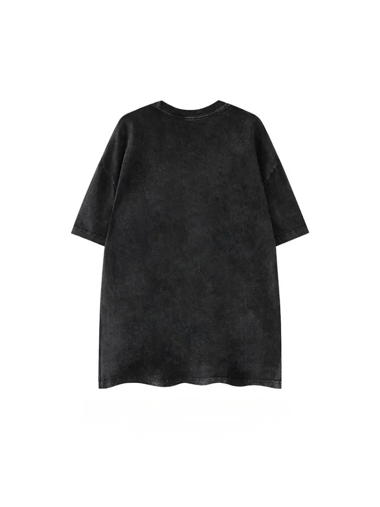 Unisex Gothic Punk T-shirt 2026 New Summer Men's Devil Skull Hand Gesture Print Vintage Washed Short Sleeve High Street T Shirt