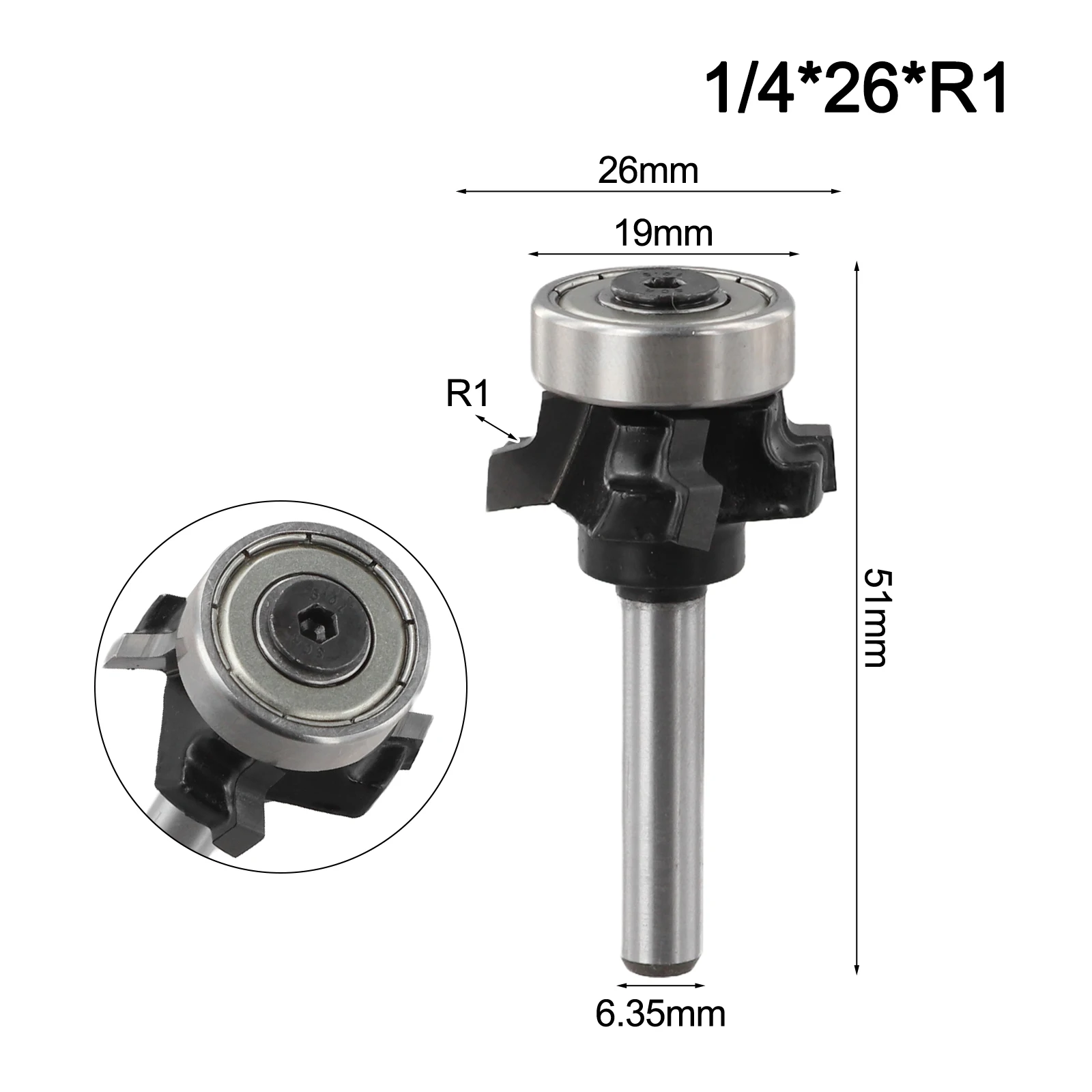 1/4 Inch Shank Router Bit For Woodworking Milling Trimming Edge Forming Cutter Tool R1 R1.5 R2 R3 Radius Round Over