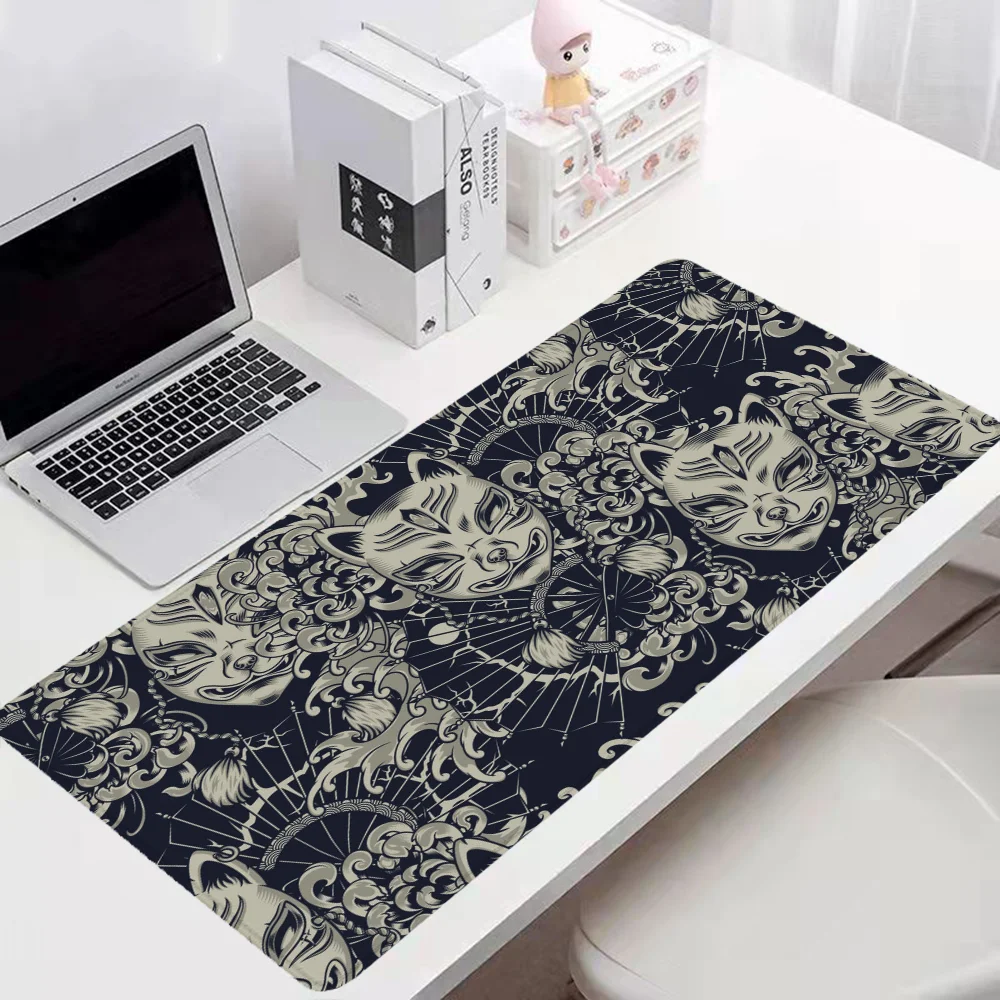 Kitsune Mask Gaming Mouse Pad 900x400 Computer Mat Desk Accessories Office Pc Gamer Desktops Mousepad Mats Keyboard Extended Xxl