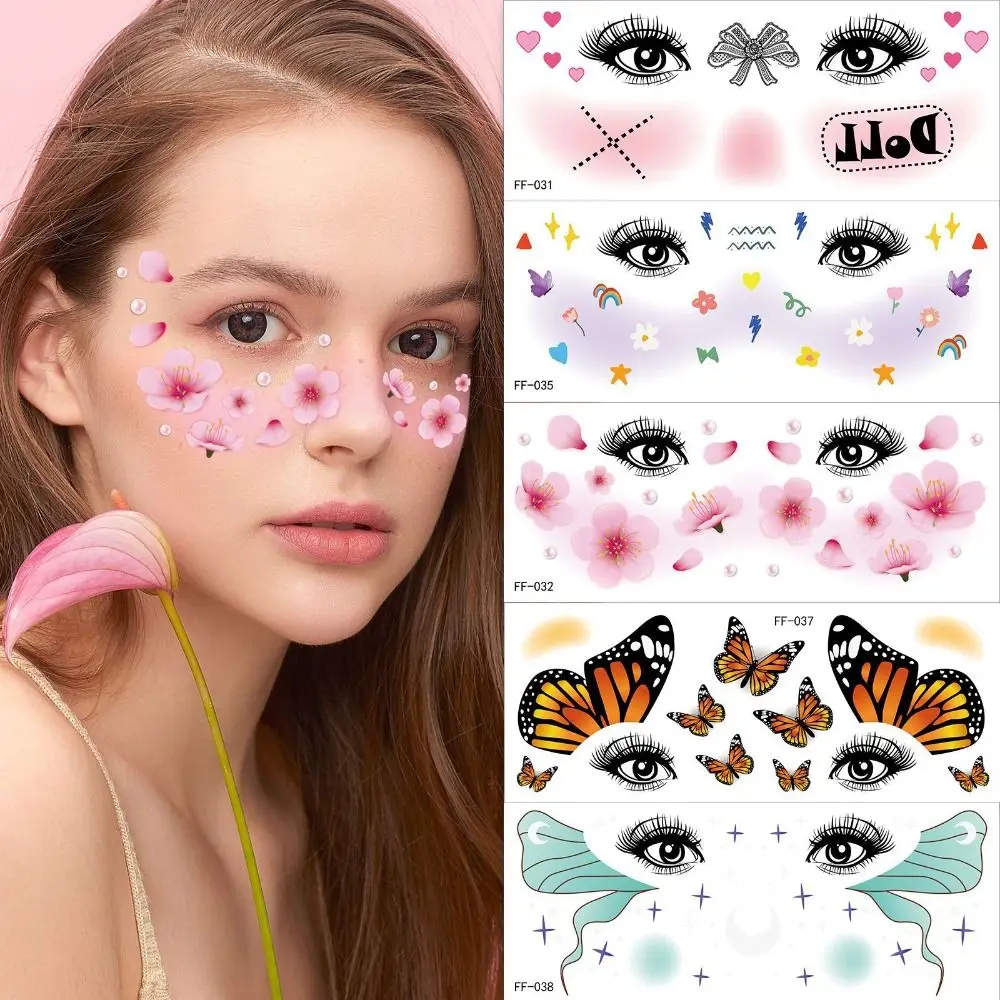 3D Portable Decorative Stickers No Irritation Disposable Tattoo Sticker Sweatproof Waterproof Blush Face Patch Women