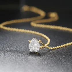 Kpop Pendant Necklaces for Women Waterdrop Crystal Women's Choker Chain Gold Color Wedding Jewelry Accessories Wholesale N565