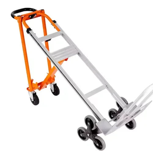 Multi Purpose Heavy Duty 6 Wheel Aluminum Convertible Cart Stair Climbing Foldable Platform Hand Trolley For Tools And Luggage