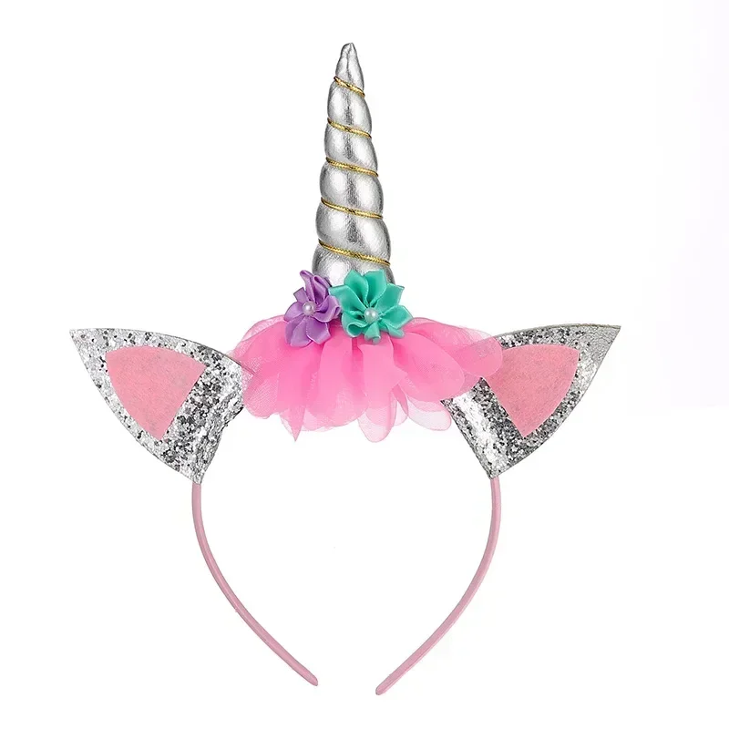 Gilrs and Boys Hairband Unicorn Headband Children Rainbow Wings For Kids Photography Props Birthday Party Hair Accessories