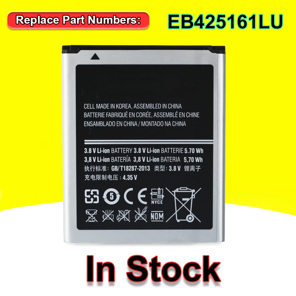 EB425161LU Phone Battery For Samsung Galaxy Ace2 I8160 S3 Mini I8190 S Duos S7562 Trend Plus S7582 J1 Mini 2016 Phone Battery