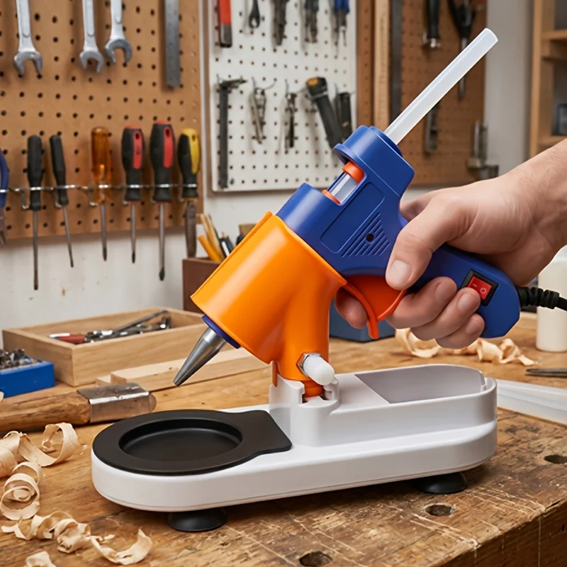 Multi Functional Hot Melt Glue Gun Bracket, Compatible with Various Models of Hot Melt Glue Guns, with Drip Tray and Cable Stora