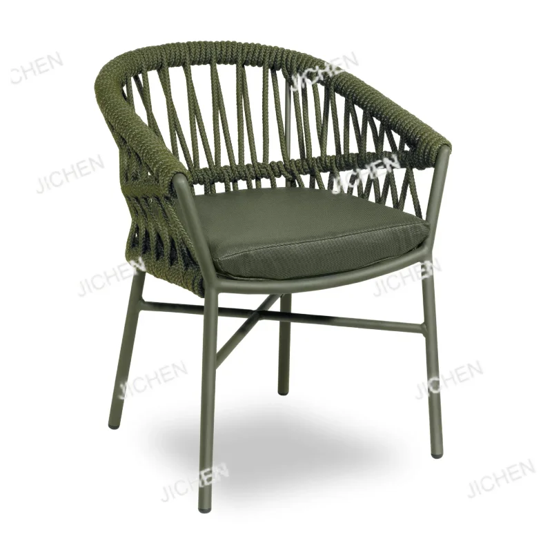 

Modern Garden Patio Stacking Chairs Restaurant Woven Rope Dining Chairs Outdoor Furniture