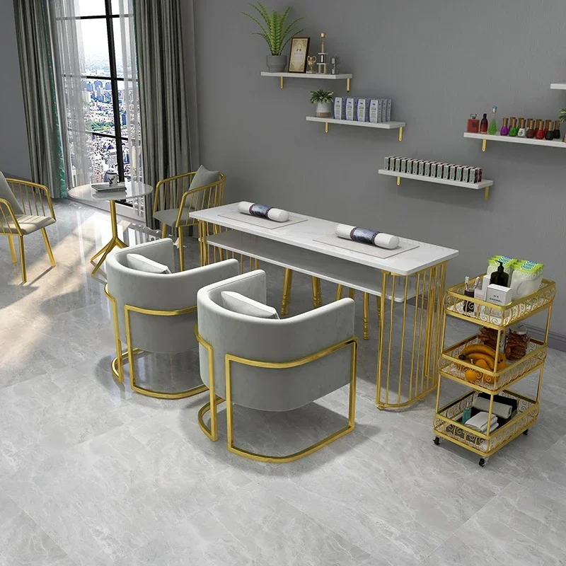 Nordic Design Nail Table Modern Simple Metal Marble Manicure Table Professional Exquisite Mesa De Manicure Furniture