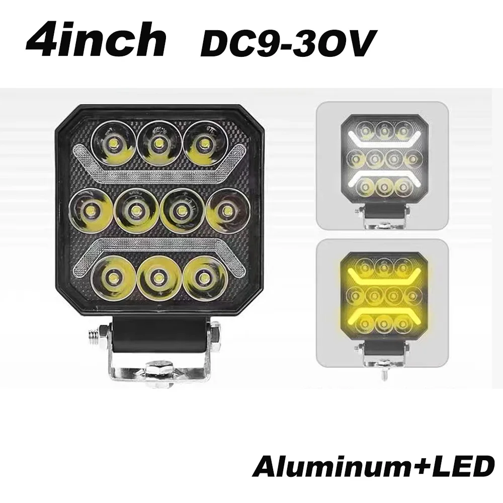 4'' Dual Color LED Work Light,White/Amber Off Road Lights, Combo LED Light,  for Jeep Truck SUV ATV Boat Auxiliary Headlights