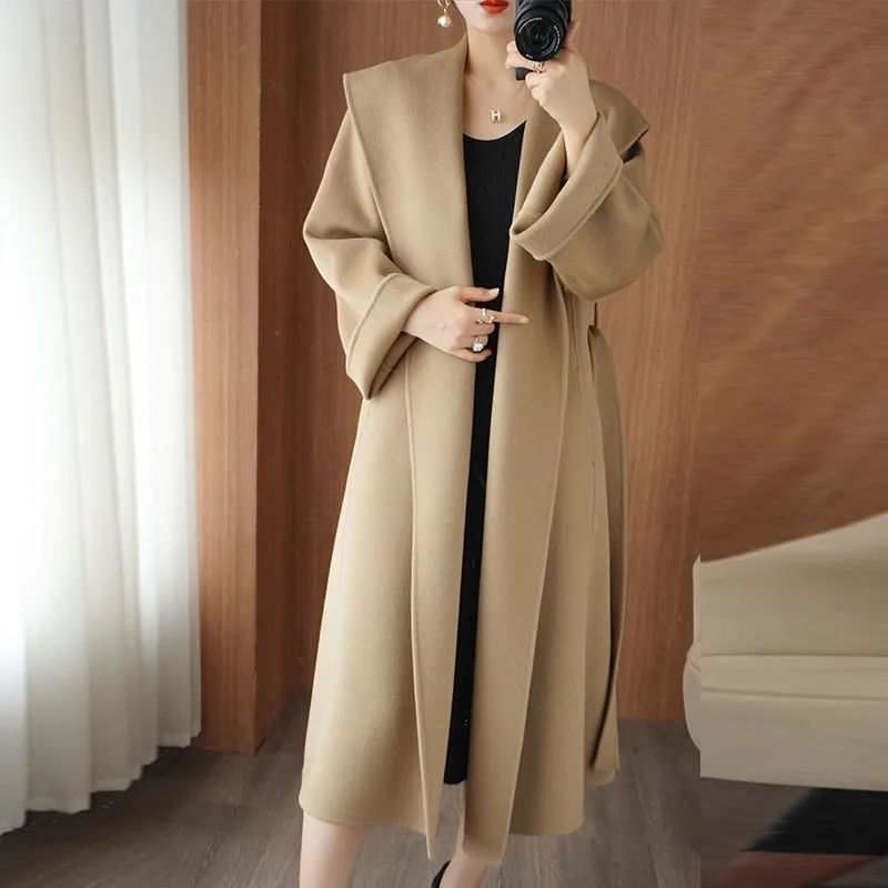 New Women's Double-Sided Cashmere Long Coat Classic Versatile Multi-Functional Fashionable for Business And Leisure