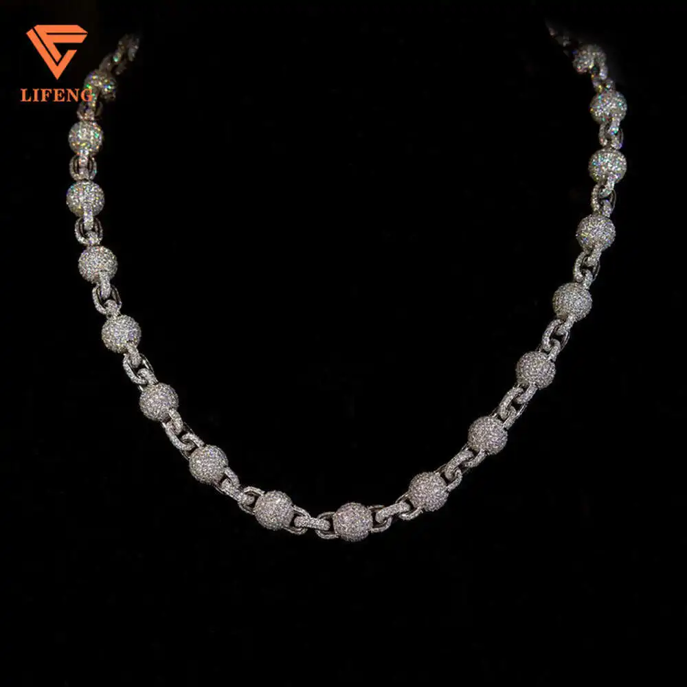 

High Quality Custom Hip Hop Necklace Bling White Color 925 Silver Cuban Link Chain Vvs Diamond Moissanite Necklace for Men