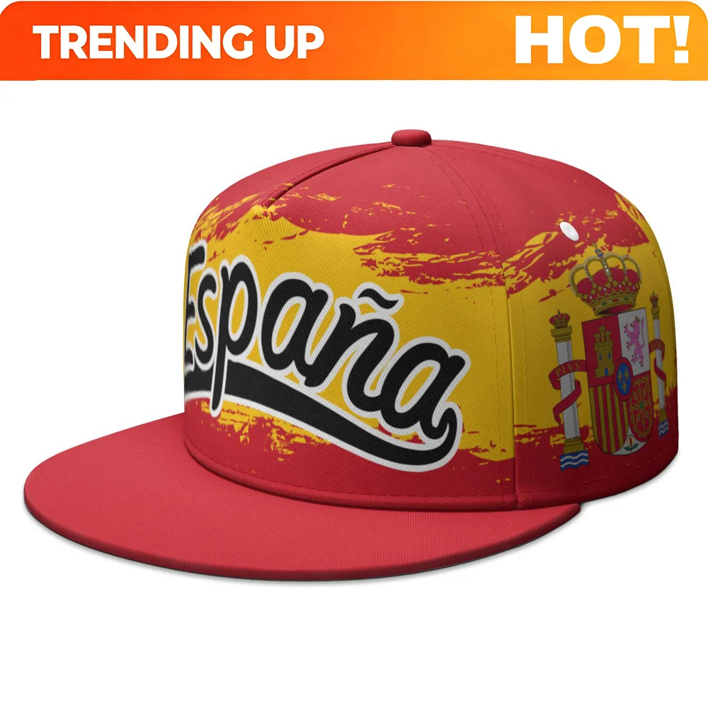 Custom Spain Flat Brimmed Cap Custom Made Name Number Team Logo Hip-hop Hat Espana Travel Spanish Nation Kingdom Flag Headgear
