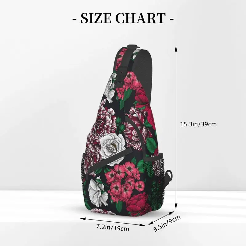 Mochila cruzada con estampado de rosas bicolor para hombre, bolso de pecho con estampado Floral de flores para viajes y ciclismo