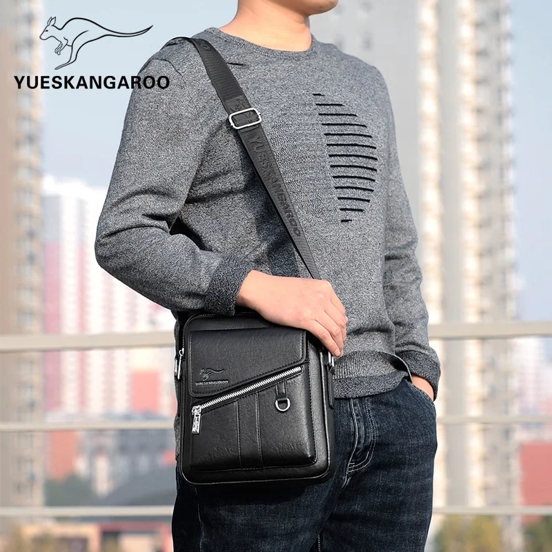 Bolso de hombro de cuero genuino de lujo para hombre, bandolera Vintage, bolso de mano pequeño, bolso informal para hombre