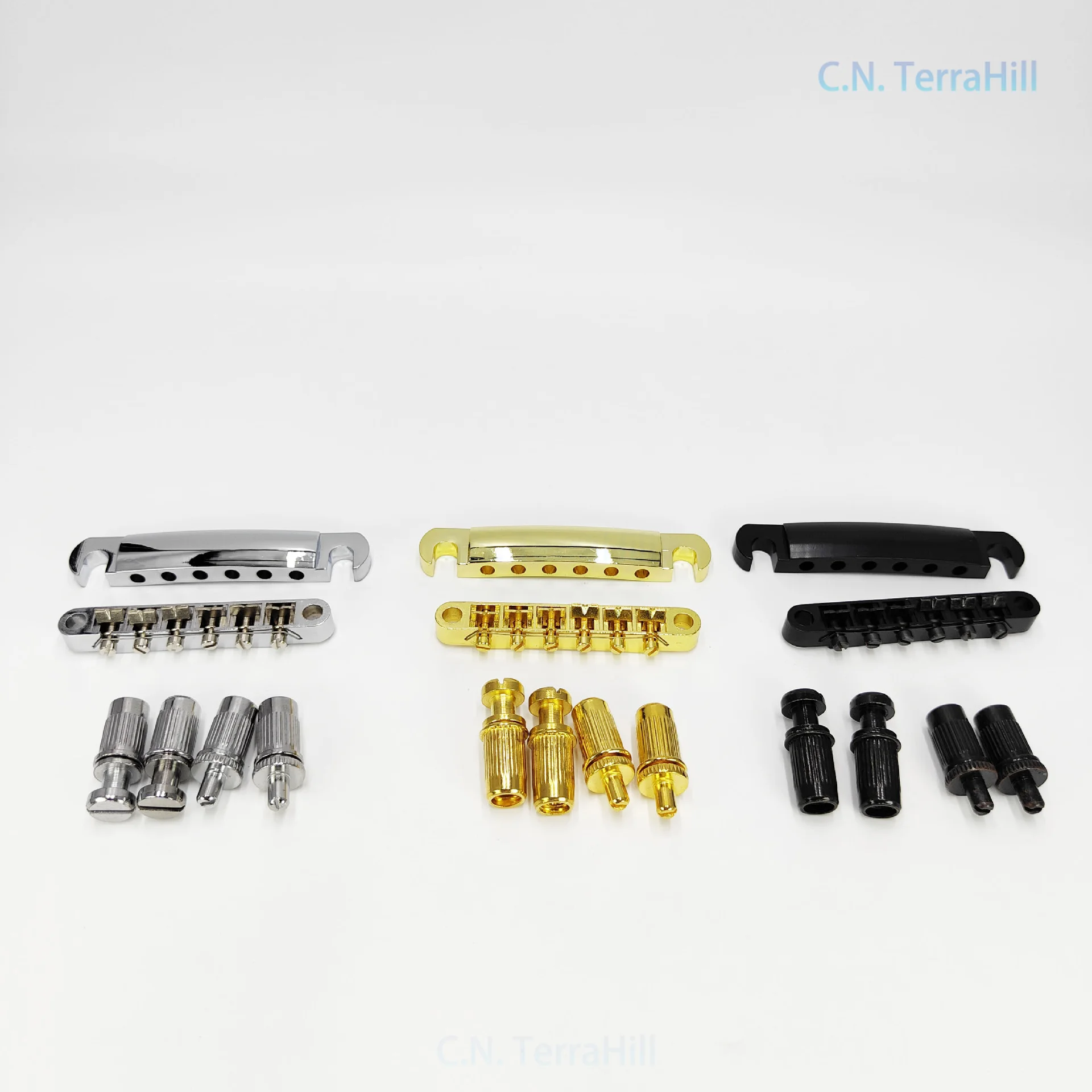 6-String LP Electric Guitar Bridge and Tailpiece Set, Zinc Alloy Fixed Bridge with Stop Bar, Replacement Hardware for Gibson