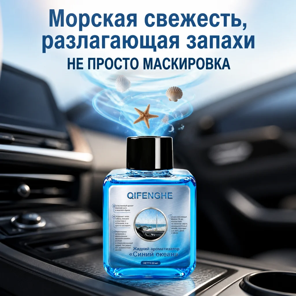 Liquid Air Freshener for Car Interior, Marine Fragrance 50ml, Eliminates Odors in the Car.