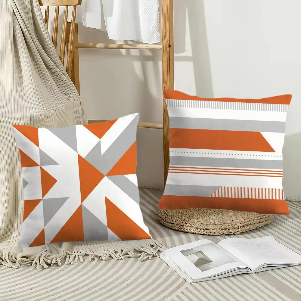 Burnt Orange Geometric Abstract Cushion Cover Pillow Case Short Plush Square Throw Pillow Covers Pillowcase Sofa Home Decor Gift