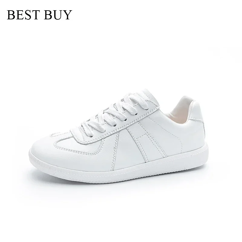 2024 neue Echtes Leder Casual Turnschuhe Frauen Dicke Sohle Plattform müßiggänger Schuhe Designer Lace Up Walking Sport Damen Schuhe