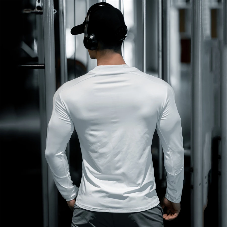 2024 Men\'s Muscle zipper Shirts Light Weight Slim Fit Long Sleeve Workout Gym T-Shirts Soft Tees Bodybuilding