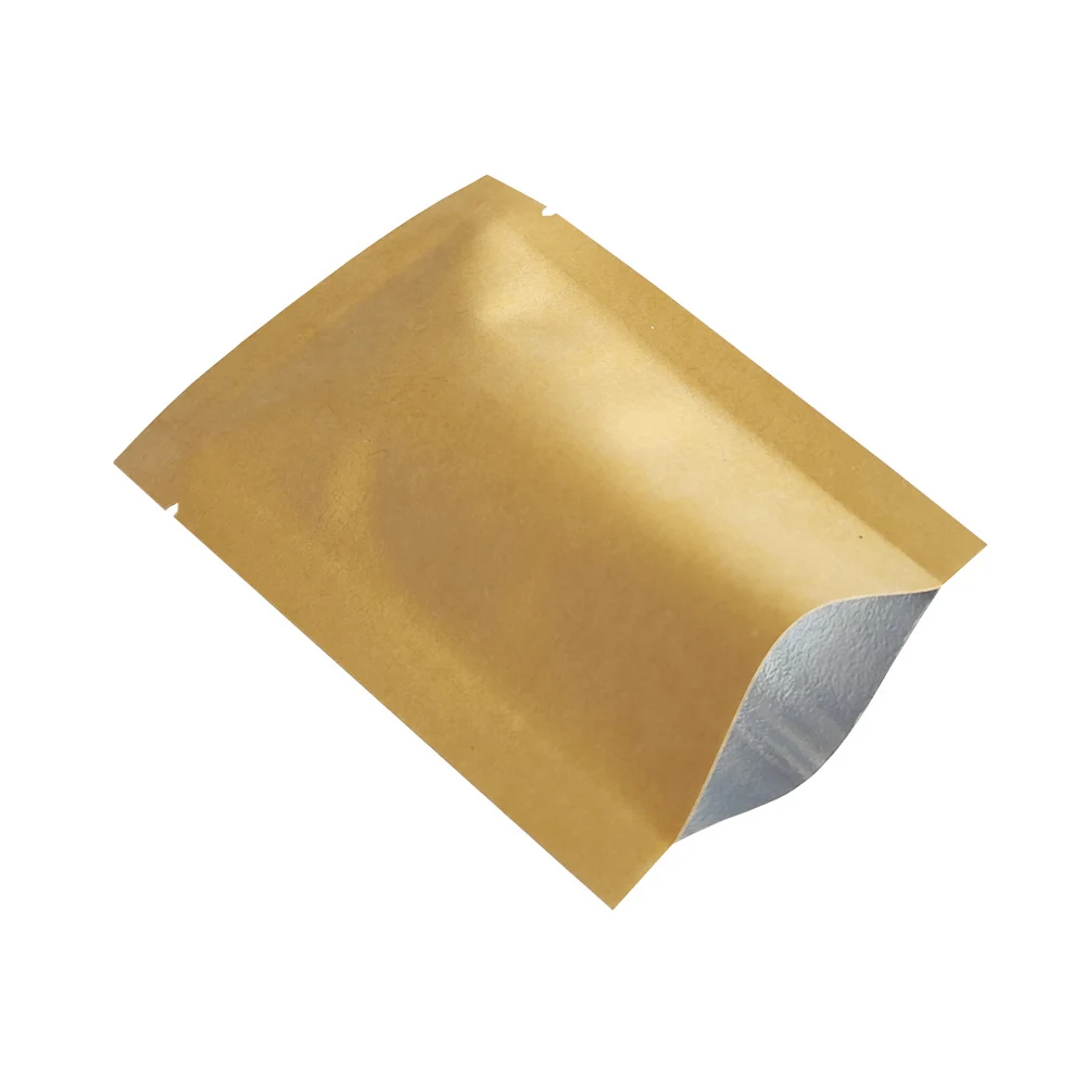 

Kraft Brown Paper Bag Open Top Aluminum Foil Paper Pouches Retail Heat Seal Food Powder Dried Tea Smell Proof Storage Mylar Bags