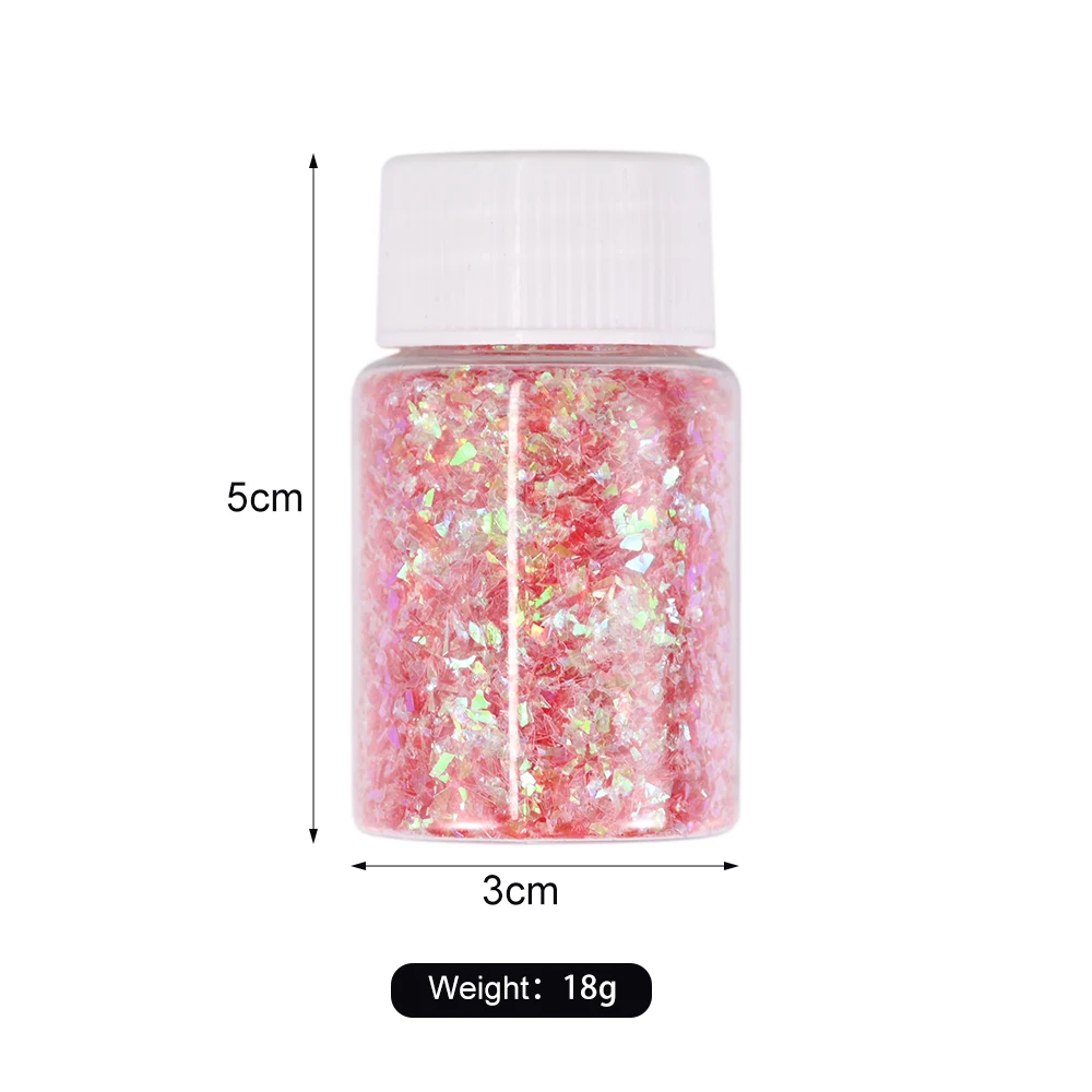 20ML Iridescent Nail Glitter Pink White AB Color Shiny Mermaid Sequins Irregular Flakes 3D Aurora Glitter Nail Art Decorations