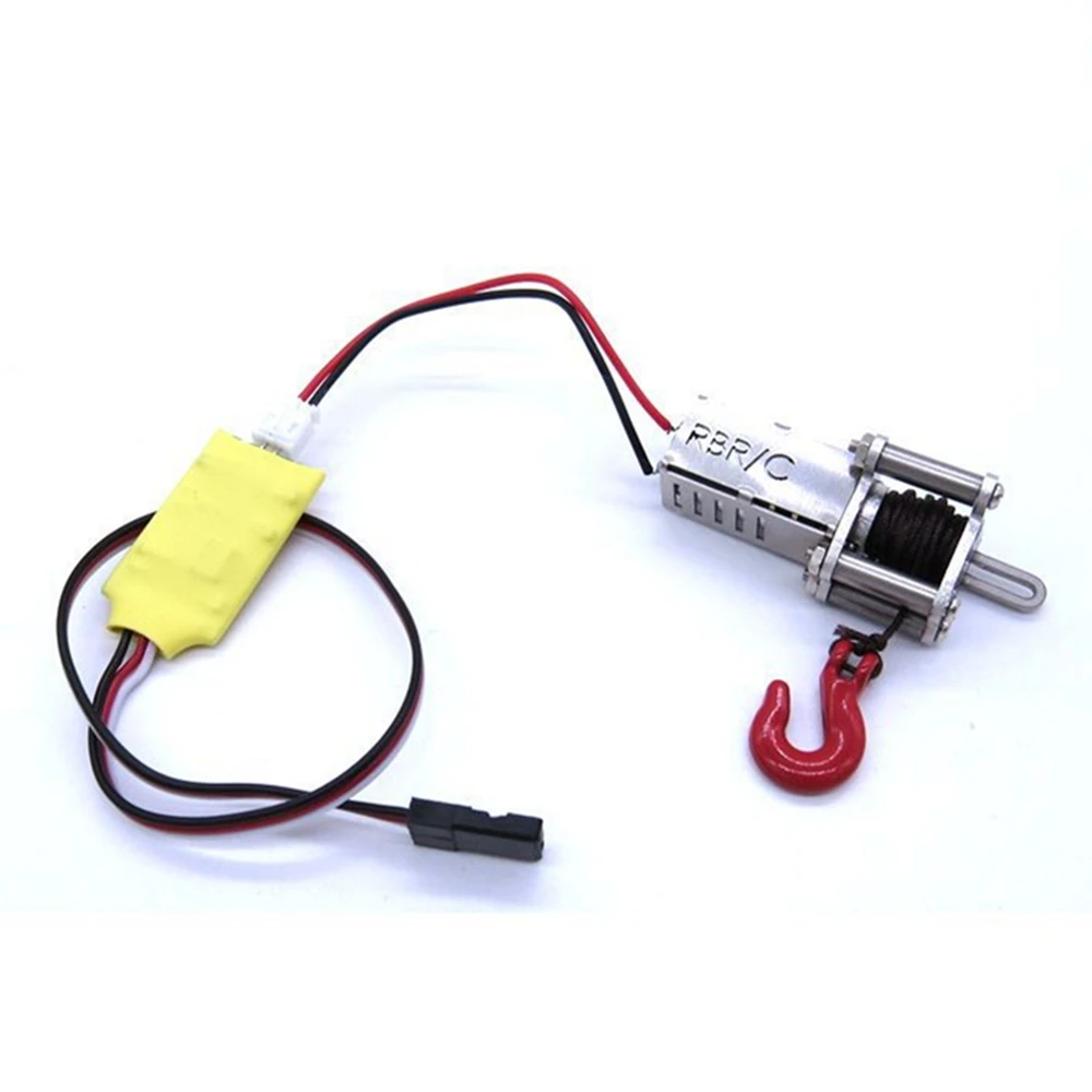 Metal Automatic Simulated Winch with 3CH Receiver Cable for WPL B14 B24 B16 B36 C14 C24 C34 MN D90 MN99S RC Car Parts