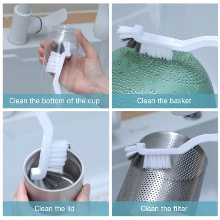 3 قطع فرشاة الأطباق الزاوية اليمنى فرشاة تنظيف المطبخ زجاجة فرشاة الحمام بالوعة المنزلية وعاء عموم حافة زوايا خطوط البلاط Cleani #3