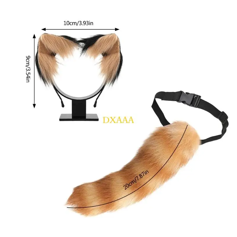 DXAA Halloween Cosplay Accessoires Animal Tail Kostüm und pelziges Ohrstirnband -Set