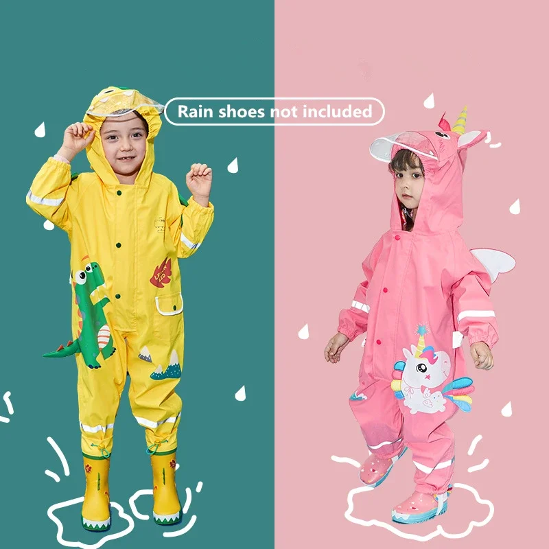 Cute Unicorn Oxford Cloth Baby Outdoor Waterproof Rain Coat Kids Jumpsuit Rainwear Girl Boy One Piece Raincoat