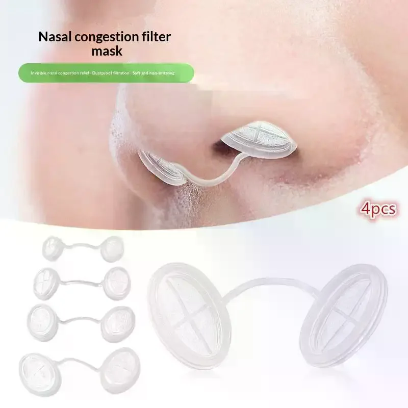 4 Pcs 4 Sizes Disposable Nose Filters Invisible Nasal Plugs Dust Allergy Smog Control For Outdoor Daily Use
