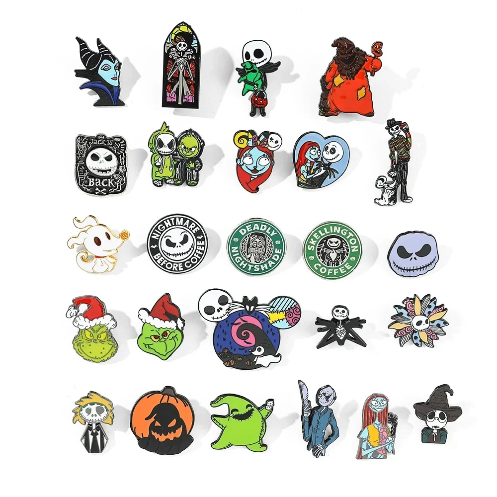 The Nightmare Before Christmas Lapel Pins Jack Skeletor Enamel Brooch Women Fashion Jewelry Christmas Gifts Cartoon Metal Badges