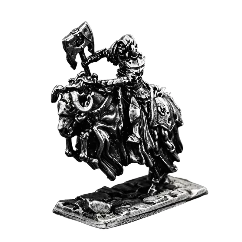 Solid Metal Skeleton Undead Cavalry Knight Figurine, Medieval Wargame Miniature Soldier Model, War Chess Collectible Gift