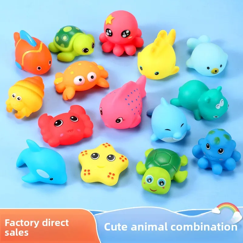 لعبة حيوانات المحيط، لعبة صمغ ناعمة للأطفال، لعبة مائية للأطفال، مجموعة سمكة منتفخة على شكل قرش سلحفاة صغيرة #2