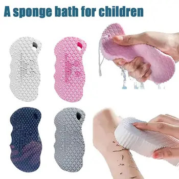 Esponja de baño 3d mágica para niños, cepillo masajeador de limpieza corporal, exfoliante, artefacto de ducha para pelar la piel, G5j0