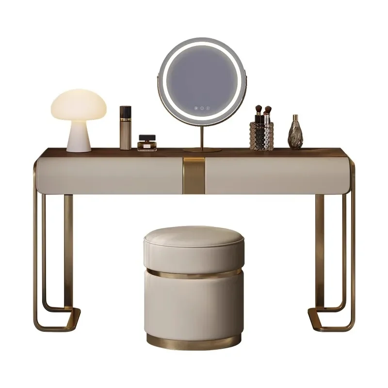 Simple dresser Small apartment, high-end modern fashion walnut pattern light luxury minimalist makeup table