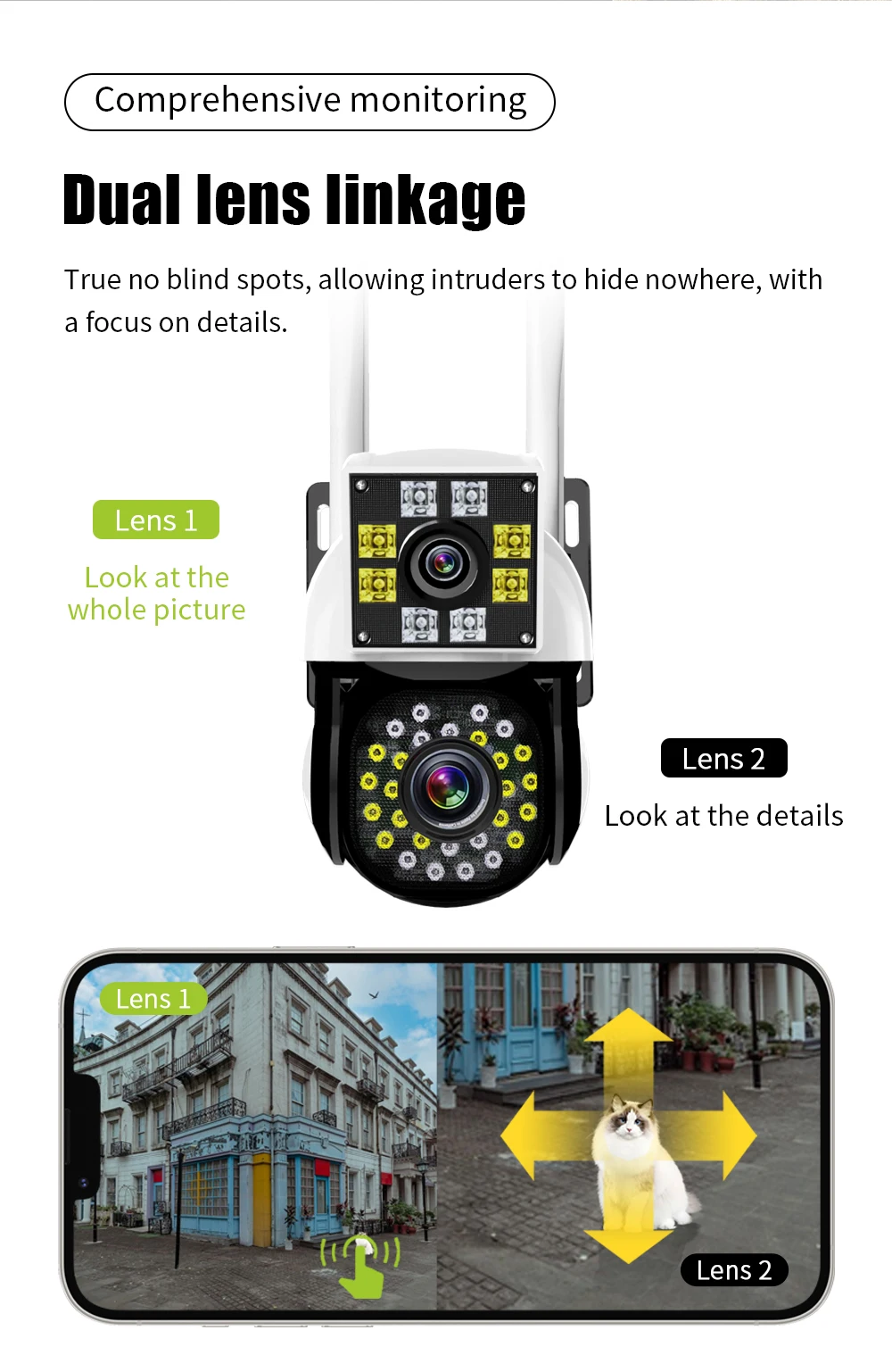 8MP 4K PTZ WiFi Security Camera 1080P Dual Lens Binocular Outdoor IP Camera AI Automatic Tracking CCTV Video Security Camera