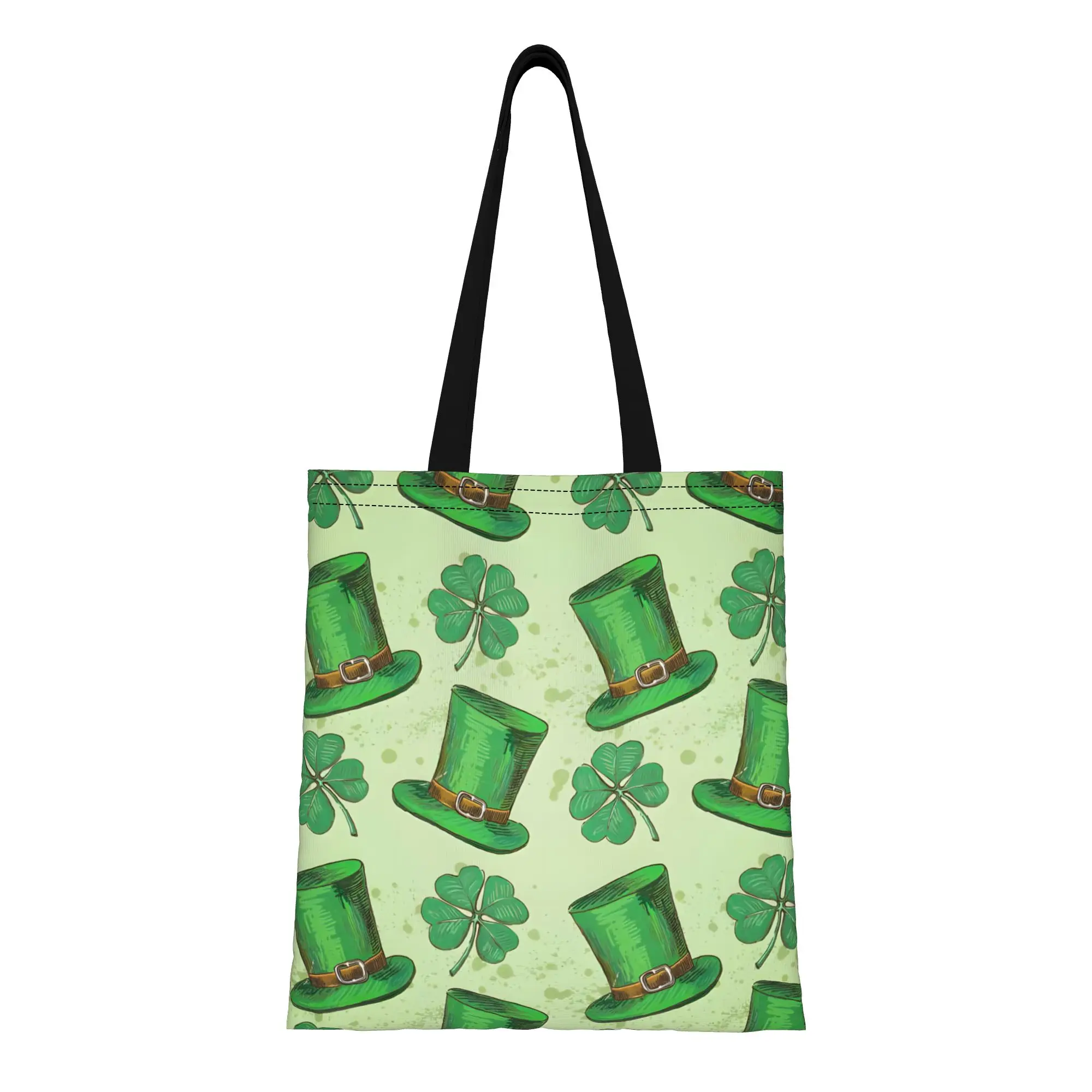

1 шт. зеленая ирландская холщовая сумка-тоут с клевером, холщовая сумка-тоут ко Дню Святого Патрика, идеально подходит для покупок, продуктов, сумка через плечо