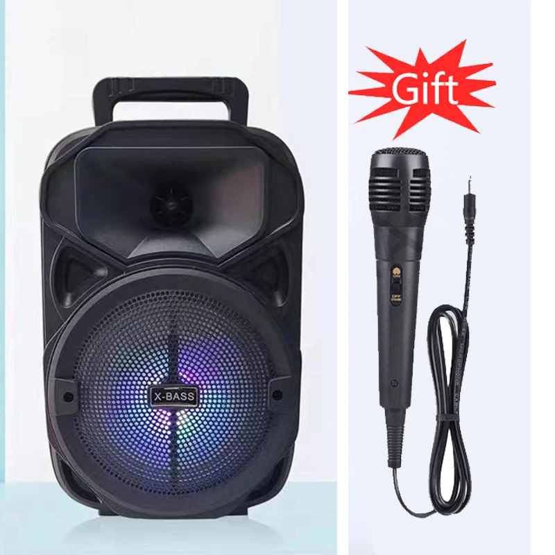 6.5inch High-volume Outdoor Karaoke Square Dance Portable Bluetooth Speaker Colorful Light Microphone Wireless Speaker Card