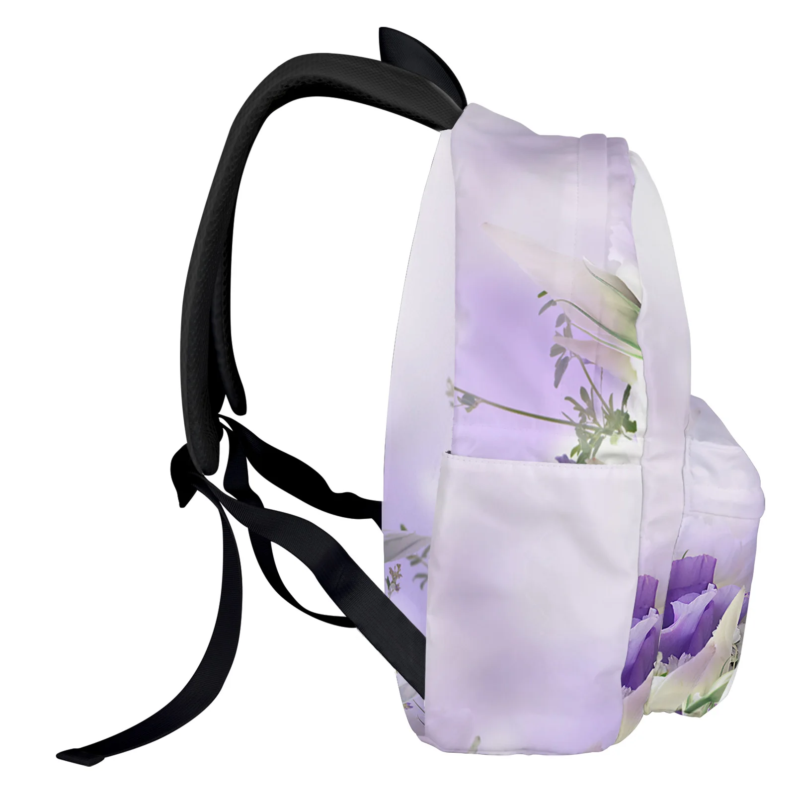 Purple Plant Flower Backpack Teenagers Student School Bags Laptop Bag Women's Casual Travel Backpack