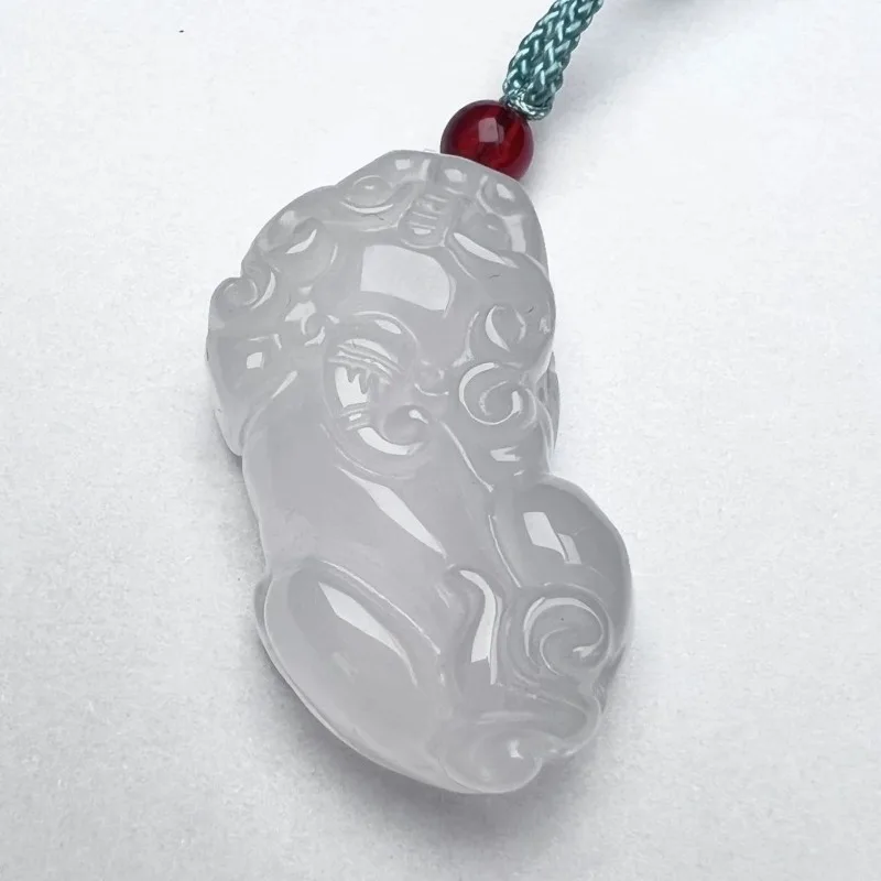 Natural Chalcedony White Jade Ice Species Brave Agate Pendant Necklace Lucky Men and Women Jade Yu Pei Couple Jade Pendant.