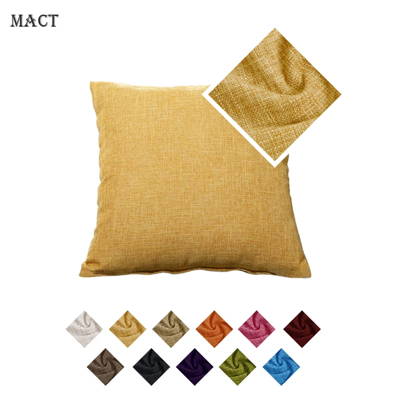 MACT 2PCS Faux Linen Throw Pillow Cover Home Decorative Pillowcase Sofa Cafe Modern Solid Color Cushion Cover Square Pillow Case